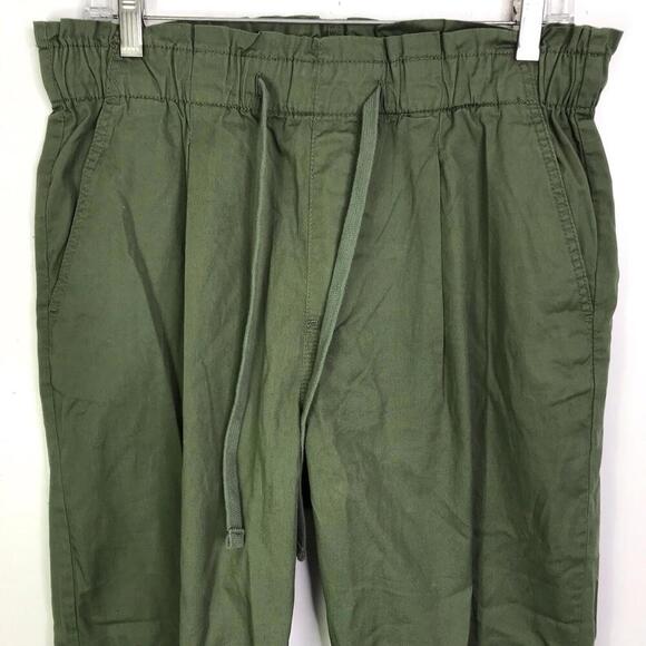 Loft Pants Womens M Pull On Tapered Poplin Jogger Olive Green Ankle New - Picture 5 of 8